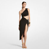 One Shoulder Sleeveless Side Slit Maxi Bodycon Dress ZNSBA926